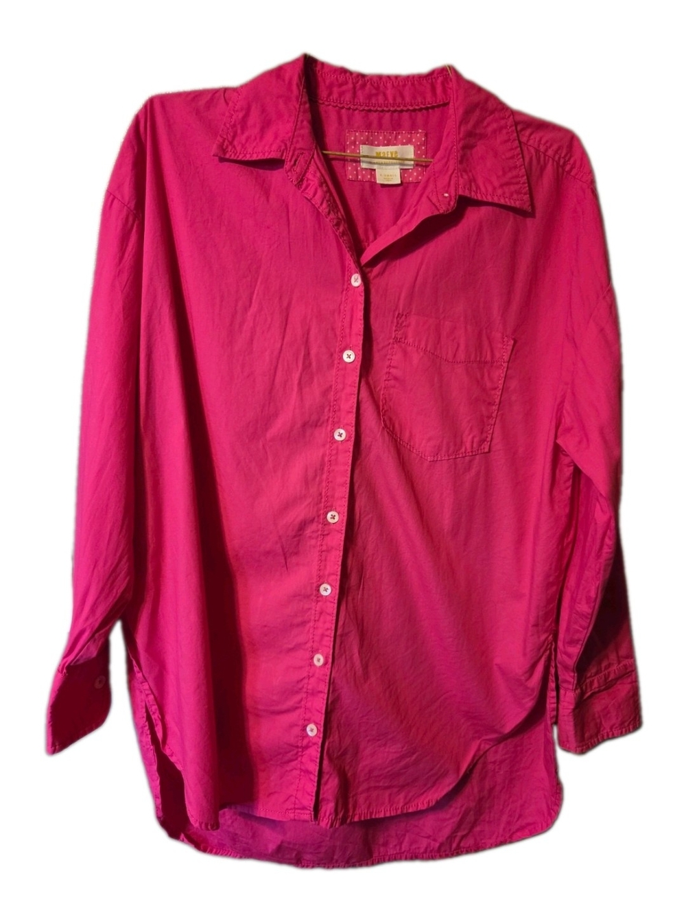 Maeve Anthropolgie‎ Women's XS Relaxed Oversized Button-Up Hot Pink